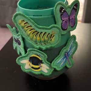 Fuzzy bug shrub - Green Felt Cup with Insect Patches